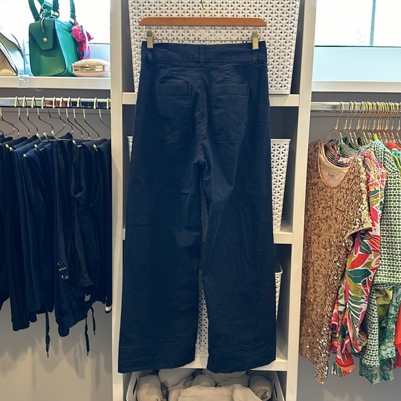 The Script Chiara Ankle Wide Leg linen Pants Sz 6 navy blue - Picture 9 of 9